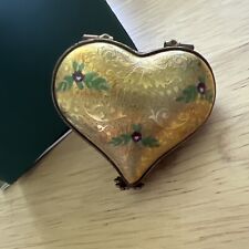 Artoria Limoges France Porcelain Trinket Box 24 K Gold Heart Signed In Orig Box picture