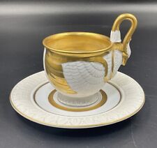 Vintage RPM Royal Porzellan Manufaktur Bavaria Swan Cup & Saucer Porcelain Gold picture