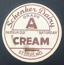 Vintage Schenker Dairy Grade A Milk Bottle Cap 1 5/8