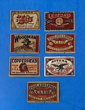 7 Original Vintage Match Box Labels All Different. picture