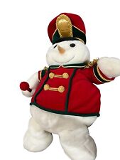 Vintage Snowden Plush Snowman Musical & Motion Marching Band Christmas 1999 picture