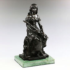 Bronze Figurine after Hippolyte Francois Moreau Woman w/ lute statue sculpture picture