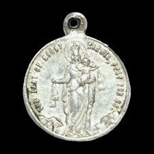 Vintage 1920s Miraculous Medal Our Lady of Mount Carmel Religious Silver Pendant picture