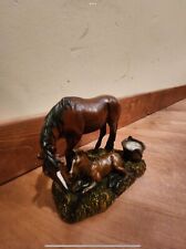 Brown mare with foal figurine. Rustic - Cowboy/cowgirl - western decor picture