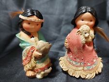 LOT OF 2 VINTAGE ENESCO 1994 FRIENDS OF THE FEATHER CHILDREN WITH ANIMALS 3