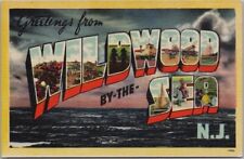 WILDWOOD BY-THE-SEA, New Jersey Large Letter Postcard Linen Dated 1945 picture
