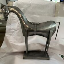 Vintage Metal Folk Art Horse Statue w/Bridle Saddle Sharp Ears picture