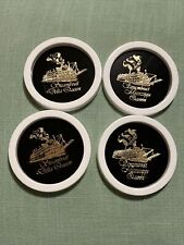 Vintage Steamboat Mississippi Queen Coaster Set of 4 W Case Gold Embossed picture