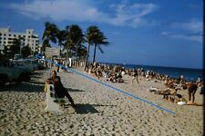 1964 35mm Slides 2X Fort Lauderdale Florida Beach Crowded with Sunbathers #1252 picture
