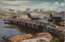 Peggy's Cove Nova Scotia Halifax Posted Dock Boats Sea Chrome Vintage Post Card picture