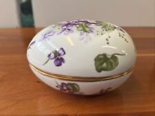 vintage antique purple floral flower hammersley and co egg trinket jewelry box  picture