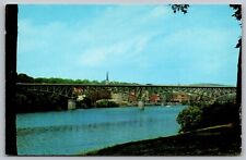 Augusta Maine Memorial Bridge Kennebec River Scenic Landmark Chrome Postcard picture
