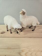 Members Mark Nativity Sheep Porcelain Wool Lot Of 2 One Missing Ear* picture