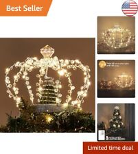Exquisite Jeweled LED Crown Tree Topper - 60 Sparkling Warm White Lights picture