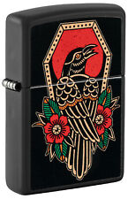 Zippo Crow Tattoo Design Black Matte Windproof Lighter, 48611 picture