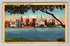 Oakland CA-California, Skyline Across Lake Merritt, Vintage c1942 Postcard picture