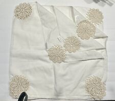 Vintage Set of 4 Ecru/Beige 17”x17” Dinner Napkins Crocheted Edge - 100% Cotton picture