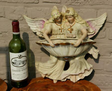 XL German faience porcelain  Religious Angel holy water font marked 1950  picture