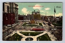 Cleveland OH-Ohio, Aerial View Public Square, Antique Vintage c1913 Postcard picture