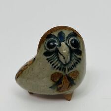 Vintage Owl Footed Ceramic Pottery Hand Painted Crafted Boho Folk Art Small picture