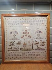 Antique Georgian (French?) 19thC Cross Stitch Alphabet Number Sampler Dated 1809 picture