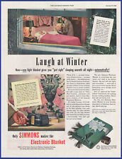Vintage 1948 SIMMONS Electronic Blanket Heated Ephemera 40's Print Ad picture