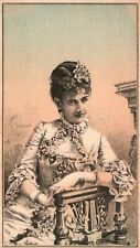 1880s-90s Woman In Victorian Dress Sitting for Portrait Trade Card picture