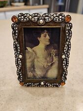 RARE JAY STRONGWATER HONORE WEDDING SCROLL BRAID PEARL CRYSTAL GOLD ENAMEL FRAME picture