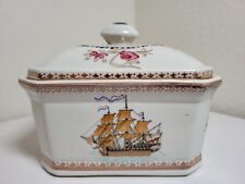 Vintage Porcelain Serving Bowl Tureen Trinket Jewelry Box Rectangular Roses Ship picture