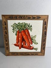 Vintage Dal-Tile Mexican Tile Trivet with Carved Wood Footed picture