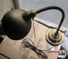 Antique Industrial Signed Faries Articulating Brass Desk Lamp and Shade 1920s picture