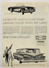 1959 Chevrolet Corvette Kingswood Wagons MCM Vtg Print Ad Man Cave Poster Art picture