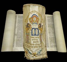 COMPLETE TORAH BIBLE SCROLL HANDWRITTEN ON PARCHMENT Germany 150 years ago. picture