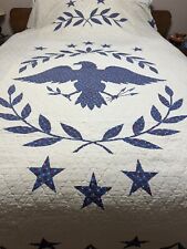 Vintage Rare Federal Eagle Quilt, Patriotic, Red, White & Blue, 77 X 103, CUTTER picture