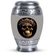 Cremation Urn SKull With Crown Flower Human Ashes Engraved Funeral Man & Women picture