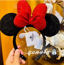 Authentic Shanghai Disney Crystal Minnie Mouse Ear Headband Black Red disneyland picture