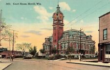 Court House Merrill Wisconsin WI Street View c1910 Postcard picture