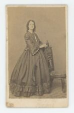Antique CDV Circa 1870s Beautiful Woman Hoop Dress Kertson & Baker New York, NY picture