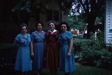 1960 Group of Four Women in Dresses Outside Vintage 35mm Slide picture