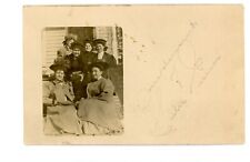 Antique RPPC Group 6 Women Fancy Hats Winter Coats On Stoop VELOX 1907-17 picture