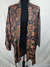 Vintage Peony Brand Black Embroidered Kimono With Belt One Sz Fits Most picture
