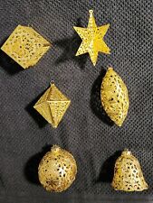 Lot of 6 Vintage Eckartina Gold Filigree 3-D Christmas Ornaments West Germany picture