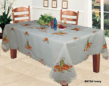 Harvest Thanksgiving Embroidered Pumpkin Sunflower Tablecloth 70x140 & 12 Napkin picture