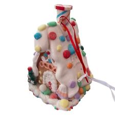 Peppermint Square White Glitter GINGERBREAD HOUSE Icing Candy Ornament NEW NWT picture