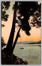 Lake George New York Scenic Shoreline Pine Trees DB Cancel WOB Postcard picture