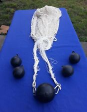 Authentic Small Fishing Net w/5 Floats Buoys Netting or Nautical Décor 7' x 7'  picture