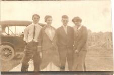 FOUR FRIENDS original real photo postcard rppc HAWKEYE IOWA IA c1910 ~side trim picture