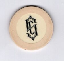 NICE SC 1920'S CREST AND SEAL POKER CHIP - WHITE picture