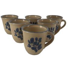 Pfaltzgraff Folk Coffee Cups Set Of (6) Art Stoneware Tea Mugs Made In USA picture