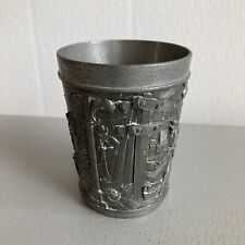 VTG Pewter German Cup Relief Scene Story Panels Ornate Heavy Made in Germany picture